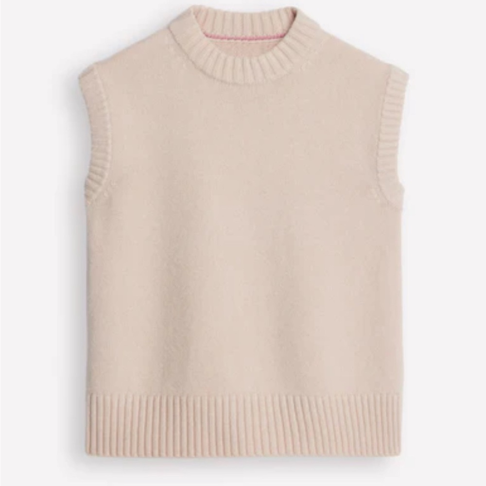 Boden Sleeveless Cream Cashmere Crewneck Sweater Vest Size Medium